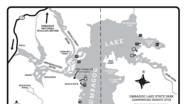 Map of campsites located at Umbagog National Wildlife Refuge