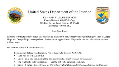Auto Tour Route Directions