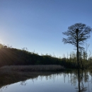 Sun setting over James River