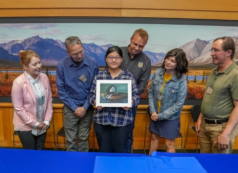 2023 National Junior Duck Stamp Art Contest winner and judges