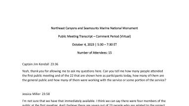 NCSMNM Draft Management Plan Public Meeting Comment Transcripts 10/04/23 