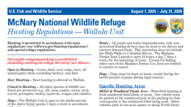 McNary National Wildlife Refuge Hunting Regulations (Wallula)