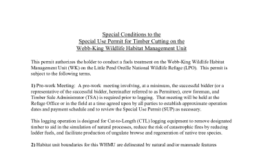 Special Use Permit Special Conditions for Webb-King SUP WHMU
