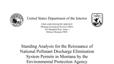 Standing Analysis for the Reissuance of National Pollutant Discharge Elimination System Permits in Montana by the Environmental Protection Agency