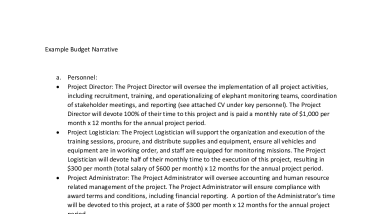 MSCF example budget narrative