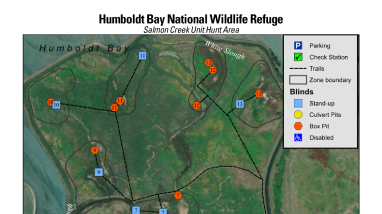 Humboldt Bay NWR Hunt Blind Map and Descriptions