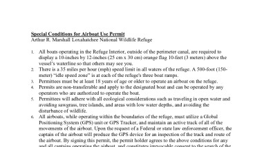 ARM Loxahatchee NWR Airboat Permit Special Conditions