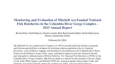 Monitoring and Evaluation of Mitchell Act-Funded National Fish Hatcheries in the Columbia River Gorge Complex 2023 Annual Report
