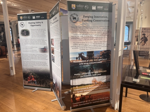 Series of popup banners in the Springfield Armory Historic Site.