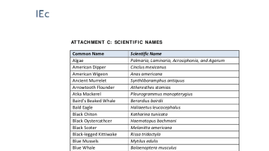 IV.A Selendang Assessment Plan Attachment C: Scientific Names