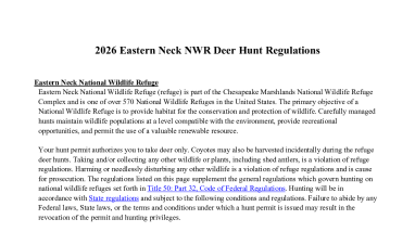 2026 Eastern Neck Deer Hunt Regulations
