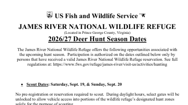 2026/2027 James River NWR Deer Hunt Dates