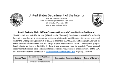 South Dakota Conservation and Consultation Guidance