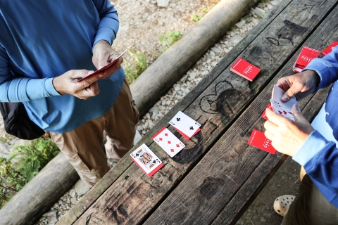 Two people playing cards
