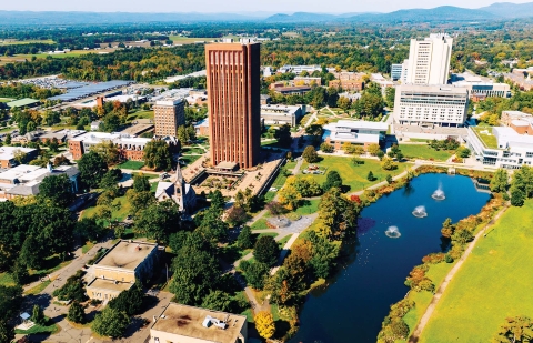 Aerial image of a university campus