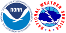 The National Oceanic and Atmospheric Administration logo to the left of the National Weather Service Logo