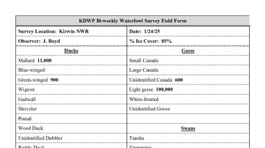 2024-2025 KDWP Bi-weekly Waterfowl Survey Field Forms