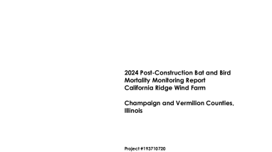 2024 Post-Construction Bat and Bird Mortality Monitoring Report California Ridge Wind Farm Champaign and Vermilion Counties, Illinois, 2024