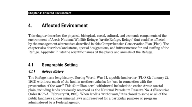 Arctic Refuge CCP Vol 1, Chapter 4: Affected Environment