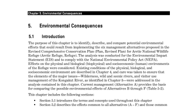Arctic Refuge CCP Vol 1, Chapter 5: Environmental Consequences
