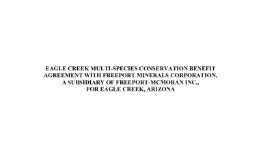 Eagle Creek Multi-species Conservation Benefit Agreement Documentation