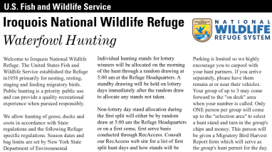 Iroquois NWR Waterfowl Hunting