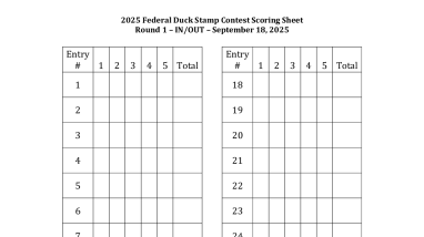 2025 Federal Duck Stamp Contest Scoresheets