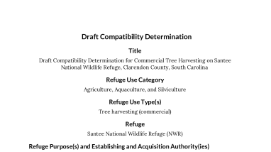 Santee NWR Draft Compatibility Determination for Commercial Timber Harvest