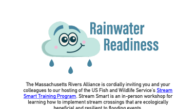 Flyer for Stream Smart workshop at MassWildlife on October 15, 2026