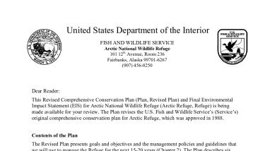 Arctic Refuge CCP 2015: Dear Reader Letter