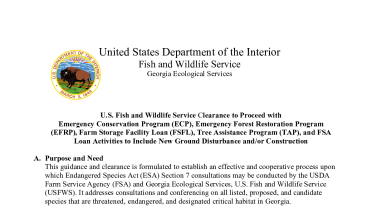 S7 Consultation Guidance and Clearance Letter for USDA FSA with USFWS Georgia ESFO