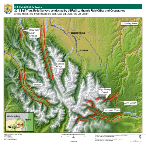 2018 Bull Trout Redd Survey area near La Grande Oregon