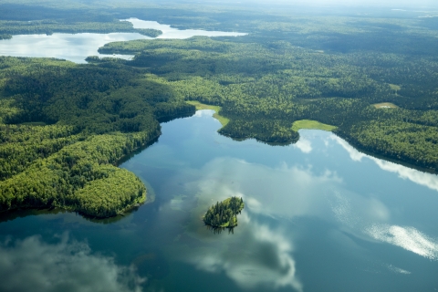 overhead of a lake