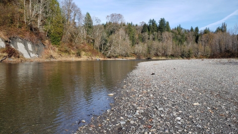 Stillaguamish Tribal land along the North Fork of the Stillaguamish River in the Trafton Reach, Snohomish County, Washington State.