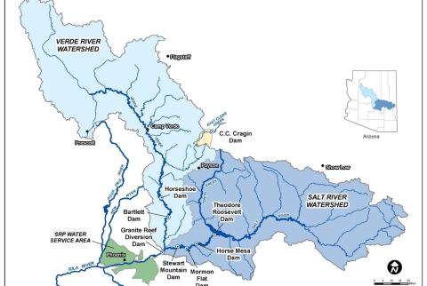 Map of Verde River and Salt River Watersheds