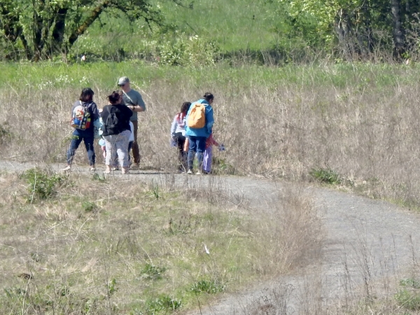Students exploring the trail.