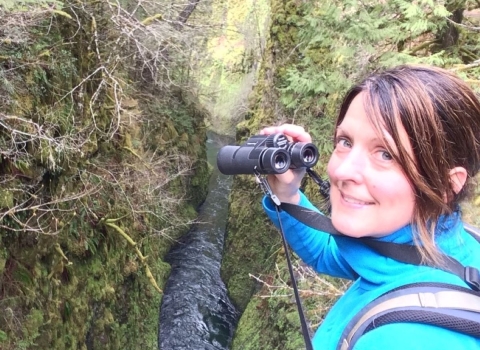 USFWS Pacific Region Seabird Coordinator Roberta Swift goes birding along the Eagle Creek Trail in the Columbia River Gorge.